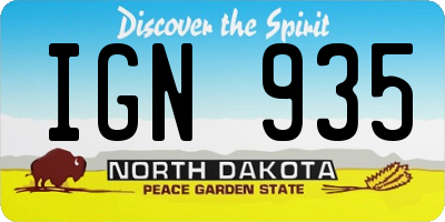 ND license plate IGN935