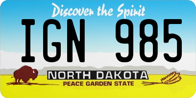 ND license plate IGN985