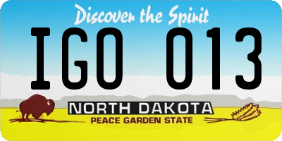 ND license plate IGO013