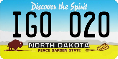 ND license plate IGO020