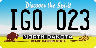 ND license plate IGO023
