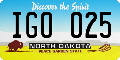 ND license plate IGO025