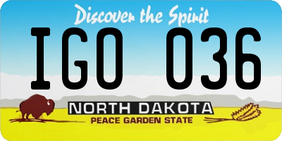 ND license plate IGO036