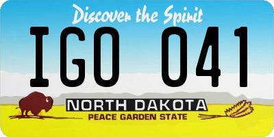 ND license plate IGO041