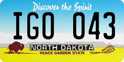 ND license plate IGO043