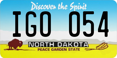ND license plate IGO054
