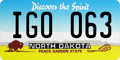 ND license plate IGO063