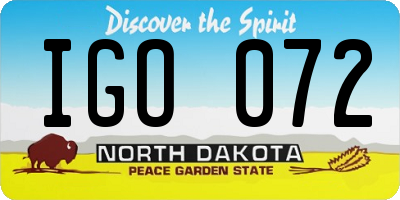 ND license plate IGO072