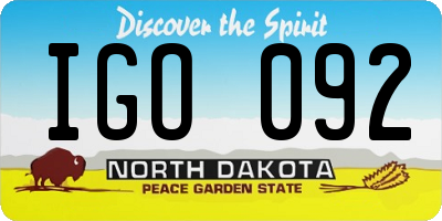 ND license plate IGO092