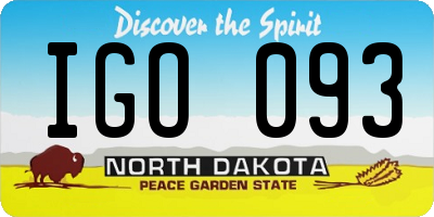 ND license plate IGO093