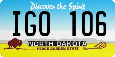 ND license plate IGO106