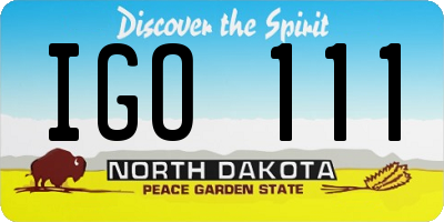 ND license plate IGO111