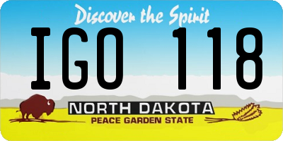 ND license plate IGO118