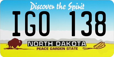 ND license plate IGO138