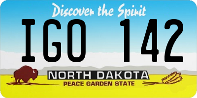 ND license plate IGO142