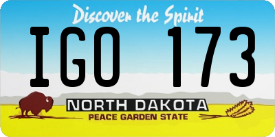 ND license plate IGO173