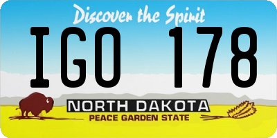 ND license plate IGO178