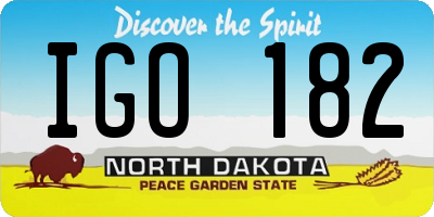 ND license plate IGO182