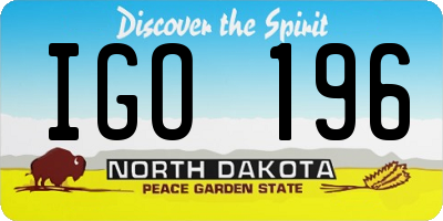 ND license plate IGO196
