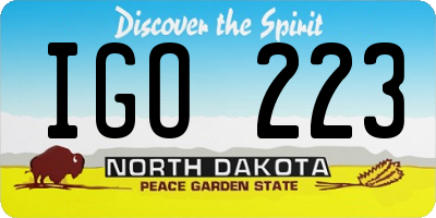 ND license plate IGO223