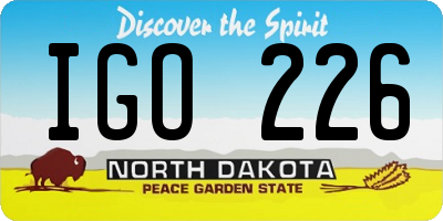 ND license plate IGO226