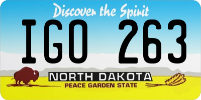 ND license plate IGO263