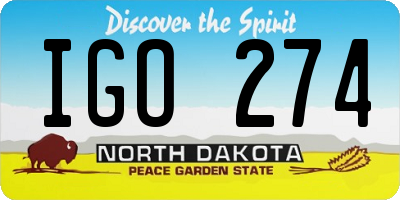 ND license plate IGO274