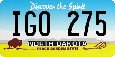ND license plate IGO275