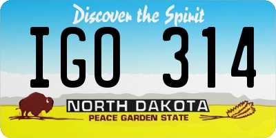 ND license plate IGO314