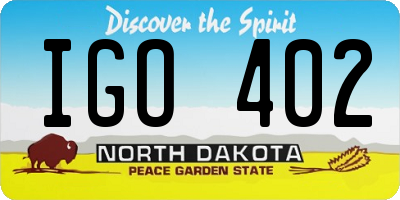 ND license plate IGO402