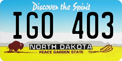 ND license plate IGO403