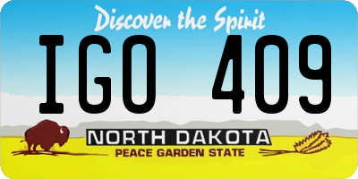 ND license plate IGO409