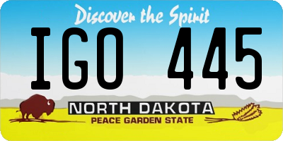 ND license plate IGO445