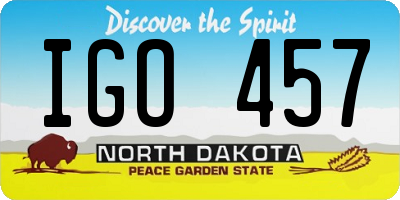 ND license plate IGO457