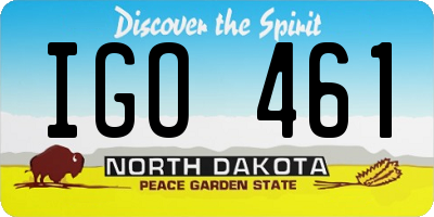 ND license plate IGO461
