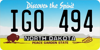 ND license plate IGO494