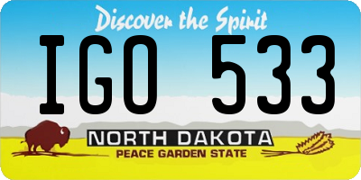 ND license plate IGO533