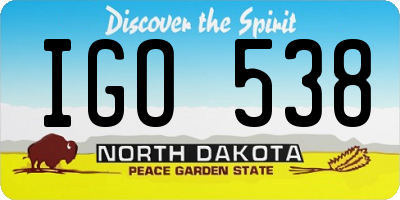 ND license plate IGO538