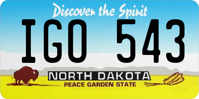 ND license plate IGO543