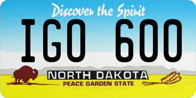 ND license plate IGO600