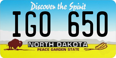 ND license plate IGO650