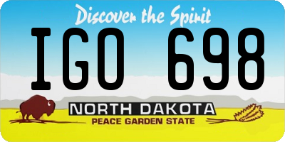 ND license plate IGO698