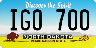 ND license plate IGO700