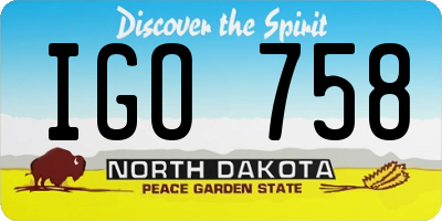 ND license plate IGO758