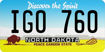 ND license plate IGO760