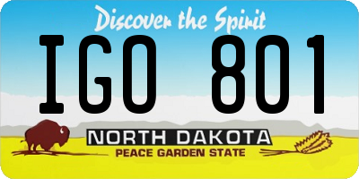 ND license plate IGO801