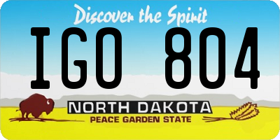 ND license plate IGO804
