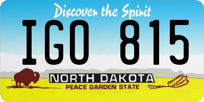 ND license plate IGO815