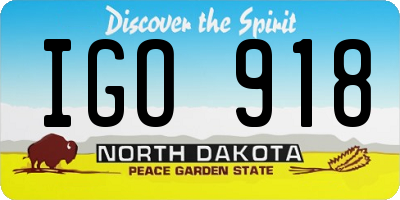ND license plate IGO918