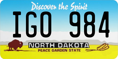 ND license plate IGO984